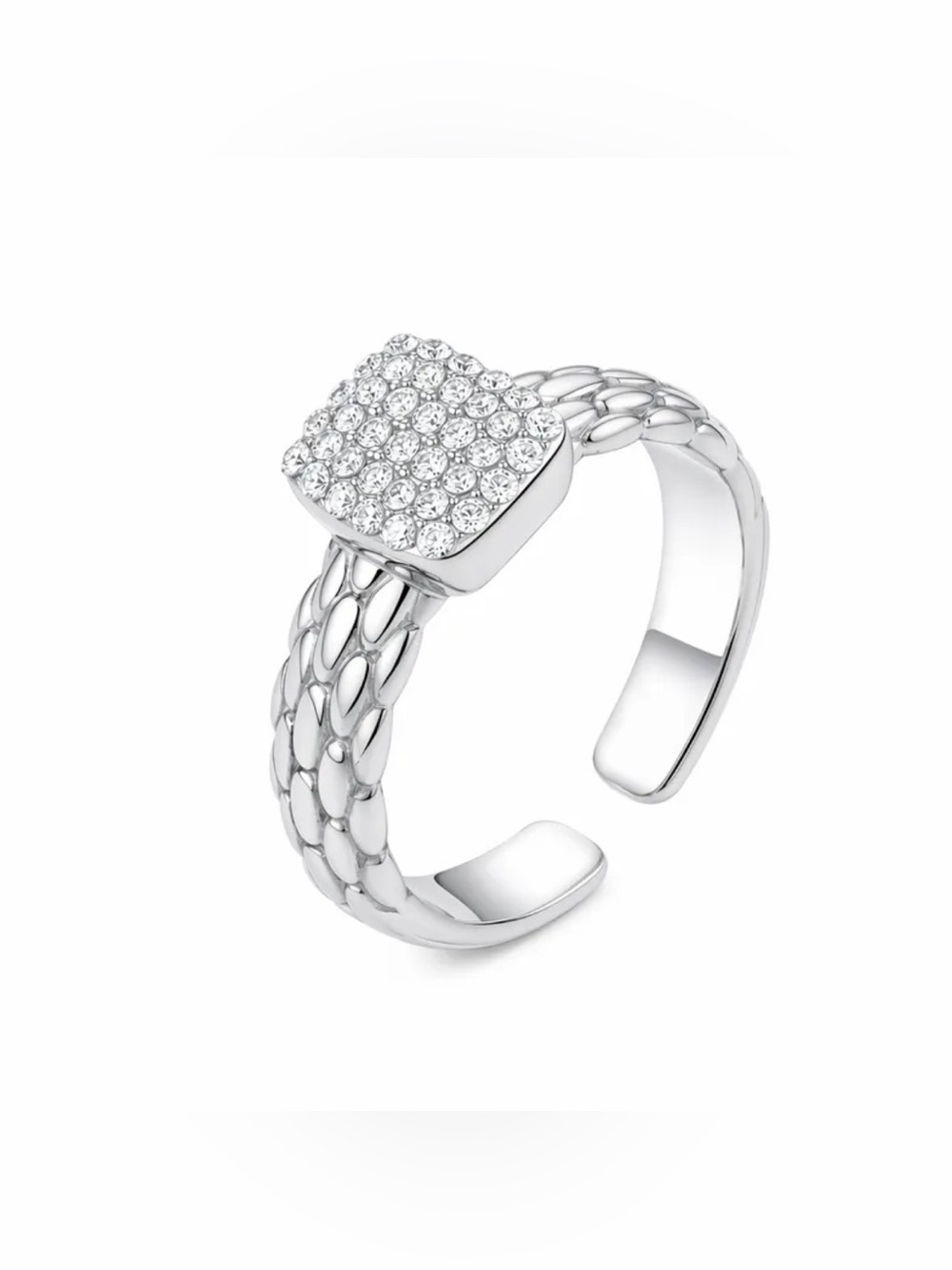 Pave Open Band Adjustable Ring NWT 18KT Gold Plated PVD Coated